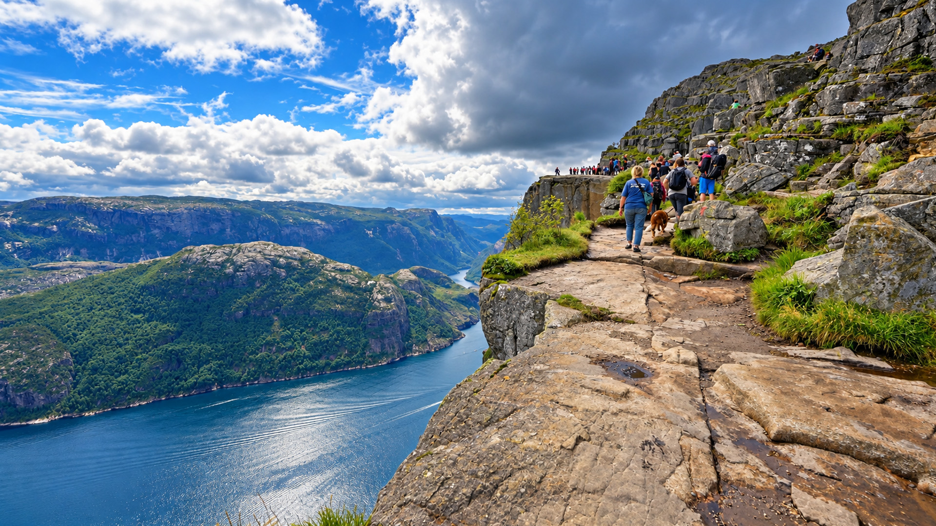 Walking to Preikestolen Pulpit Rock Norway (4K)