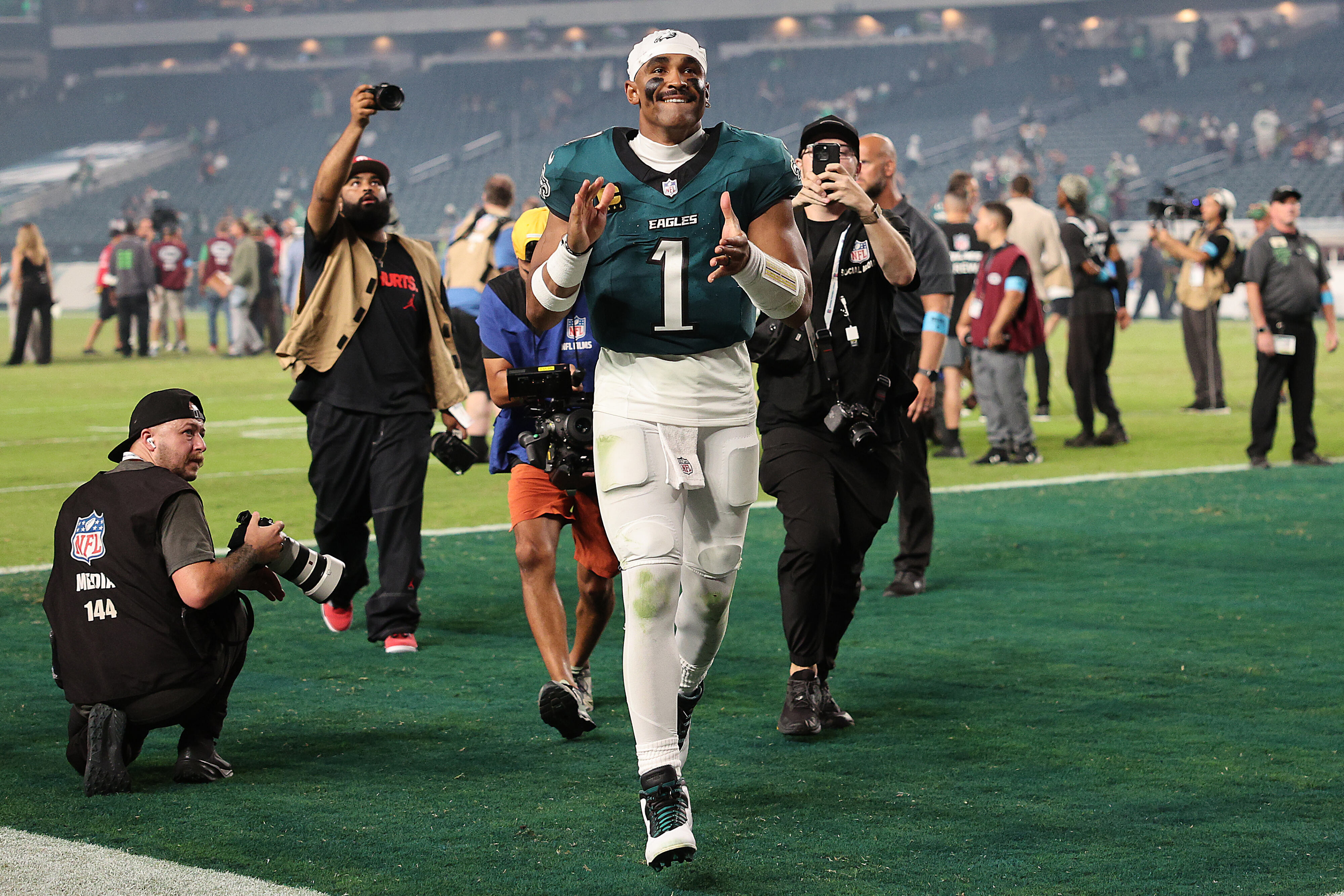 Jalen Hurts used his arm, legs, and mind to beat the Commanders. He also helped the Eagles mask some O-line issues