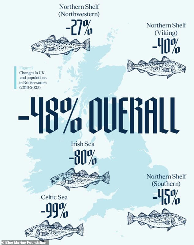 Fish and chips could be off the menu: UK cod stocks have crashed by 48% ...