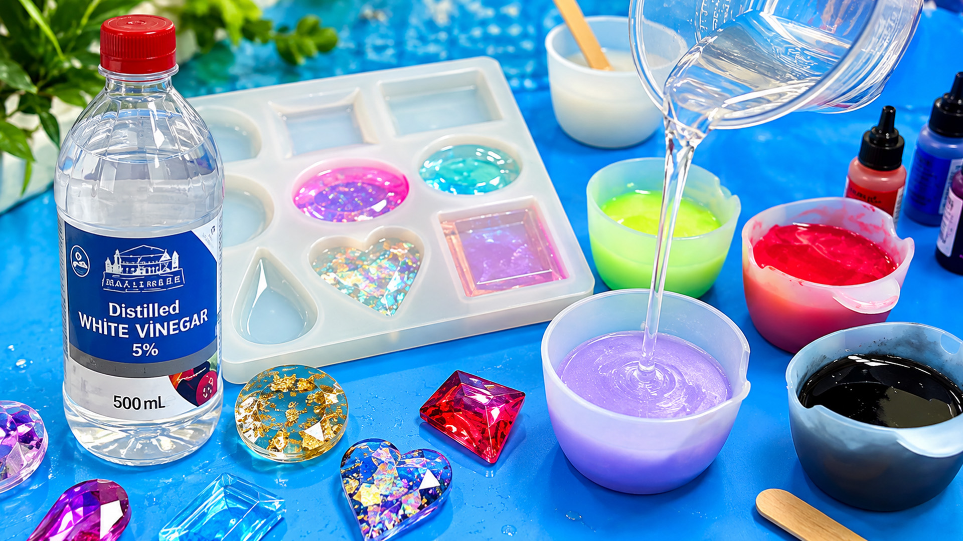 Can vinegar change resin colour patterns?