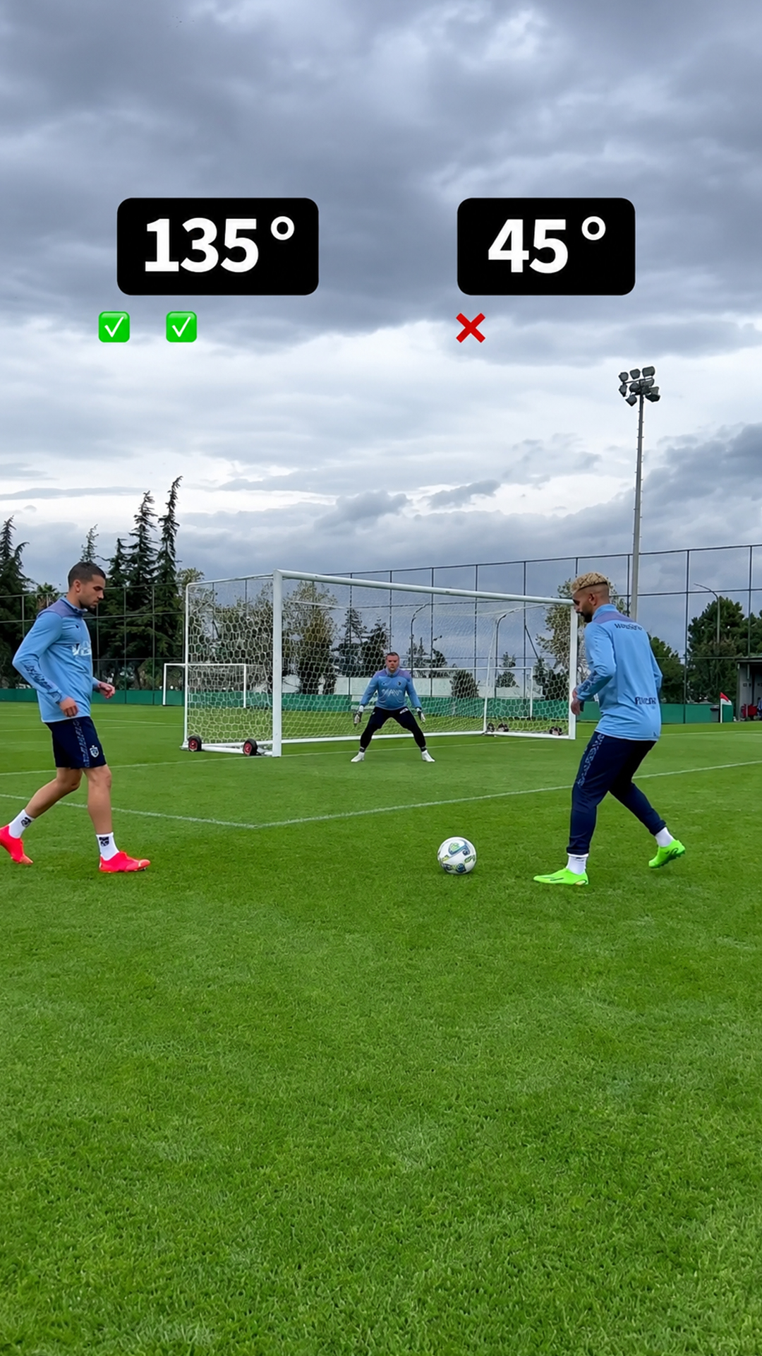 Football finishing challenge from difficult angles
