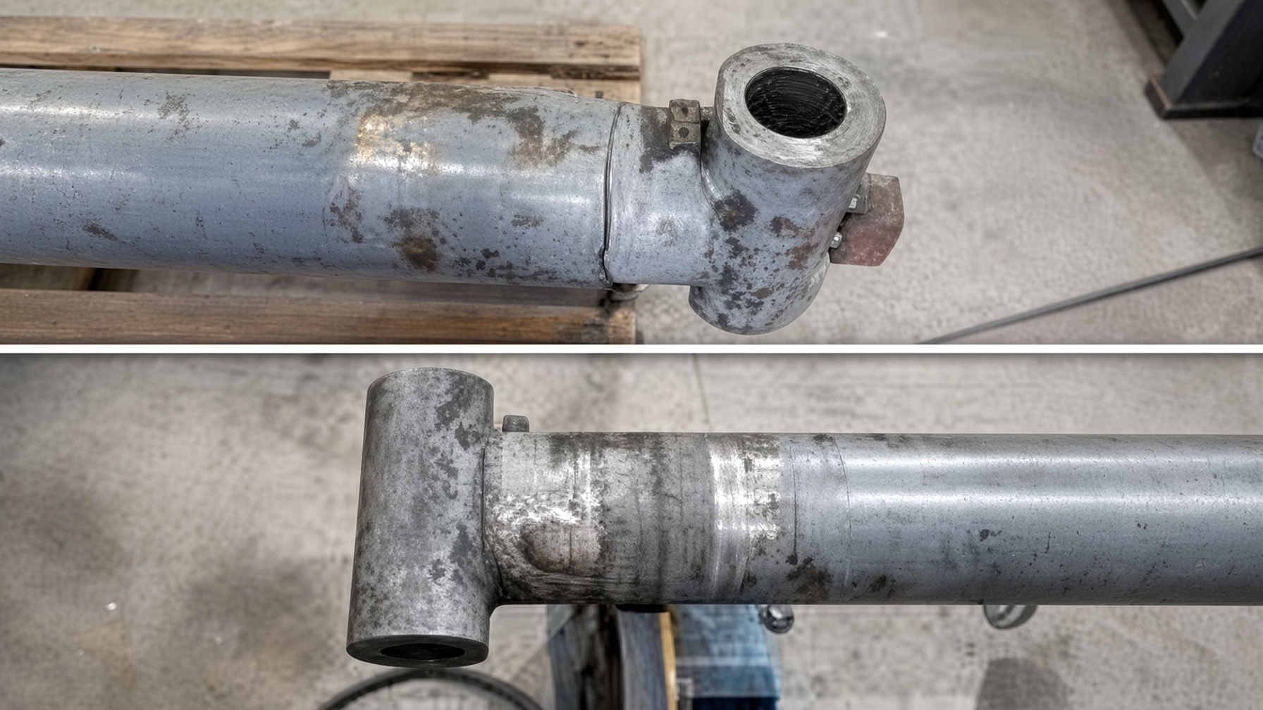 Welding a cracked hydraulic cylinder