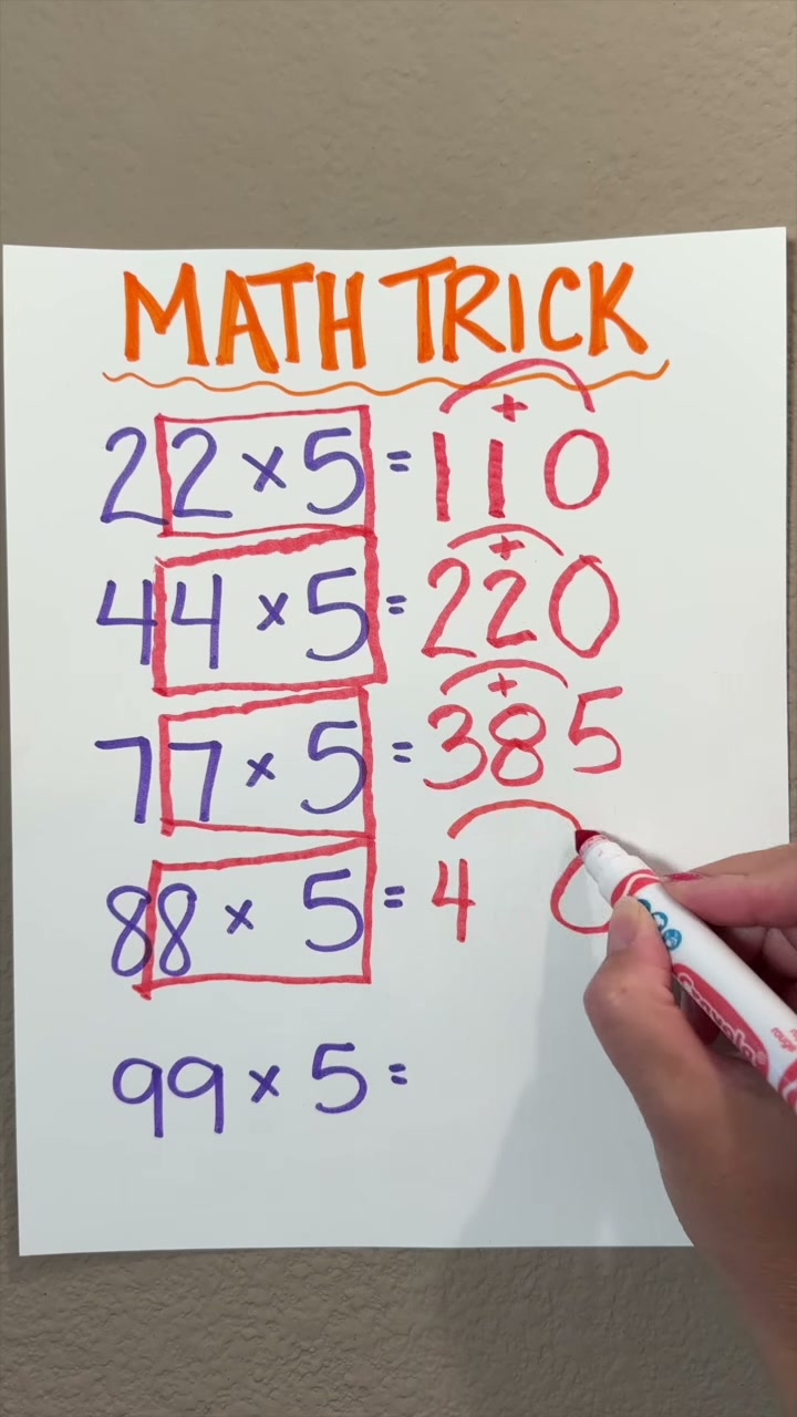 The quick math trick for multiplying double numbers by 5