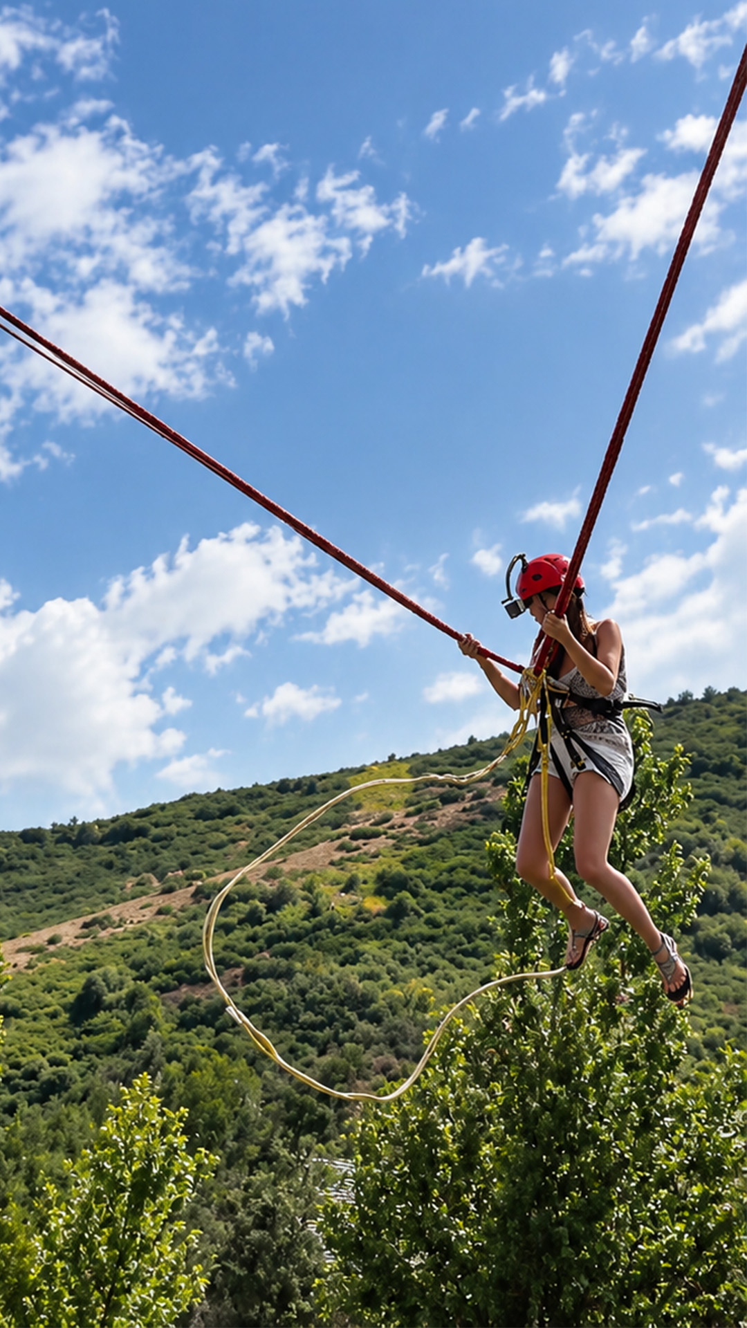 This giant slingshot sends riders flying into a lake