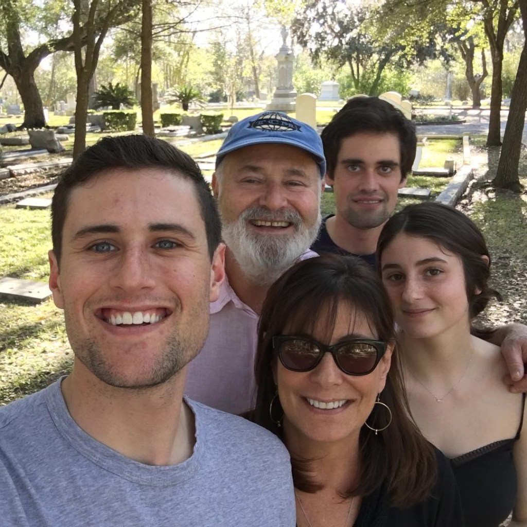 Nick (back) was arrested by Los Angeles Police Department officers on Dec. 14, 2025, shortly after his dad and mom — who were 78 and 70, respectively — were found stabbed to death inside their Brentwood home. @michelereiner/Instagram