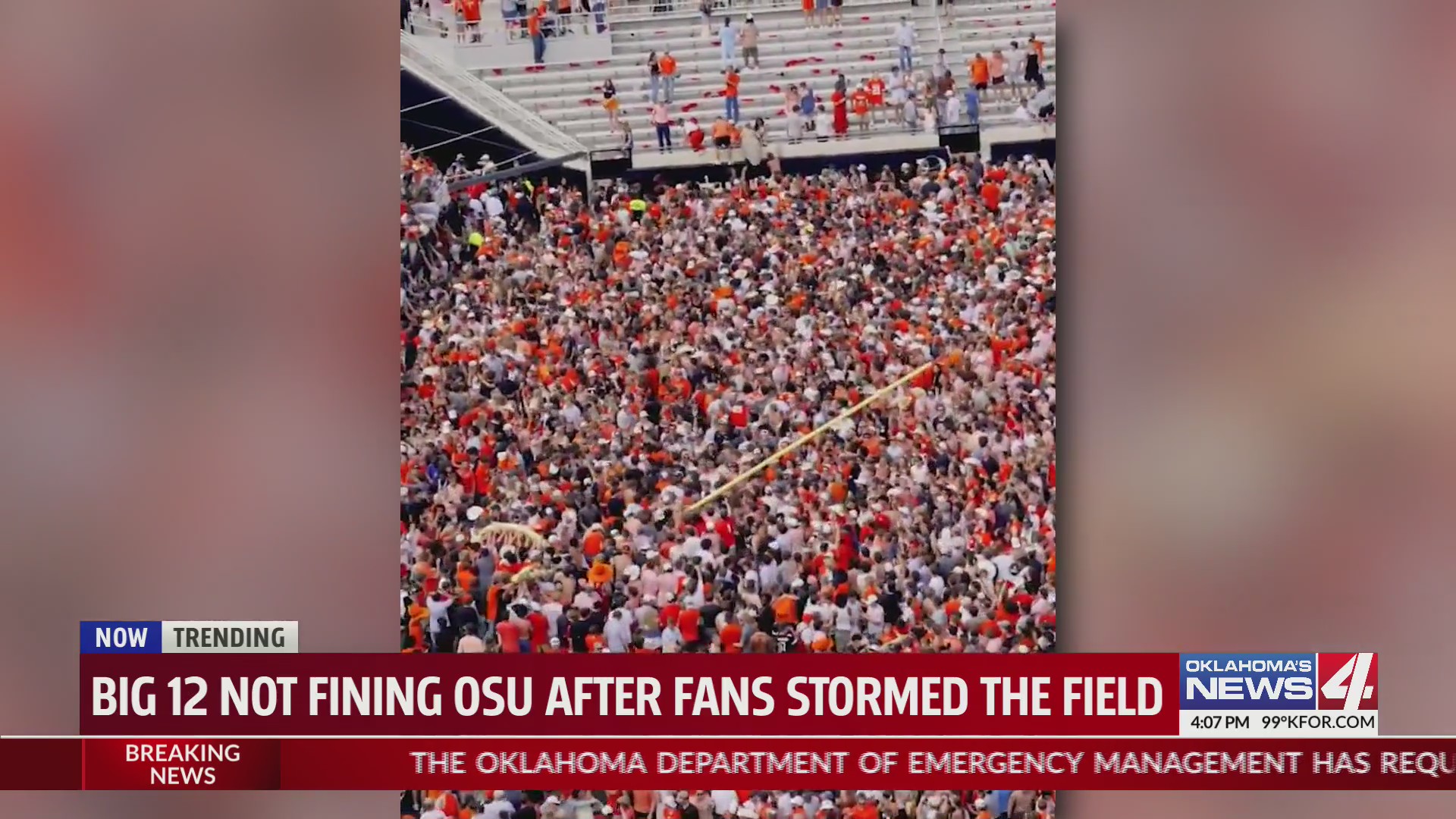 Big 12 not fining OSU after fans stormed the field