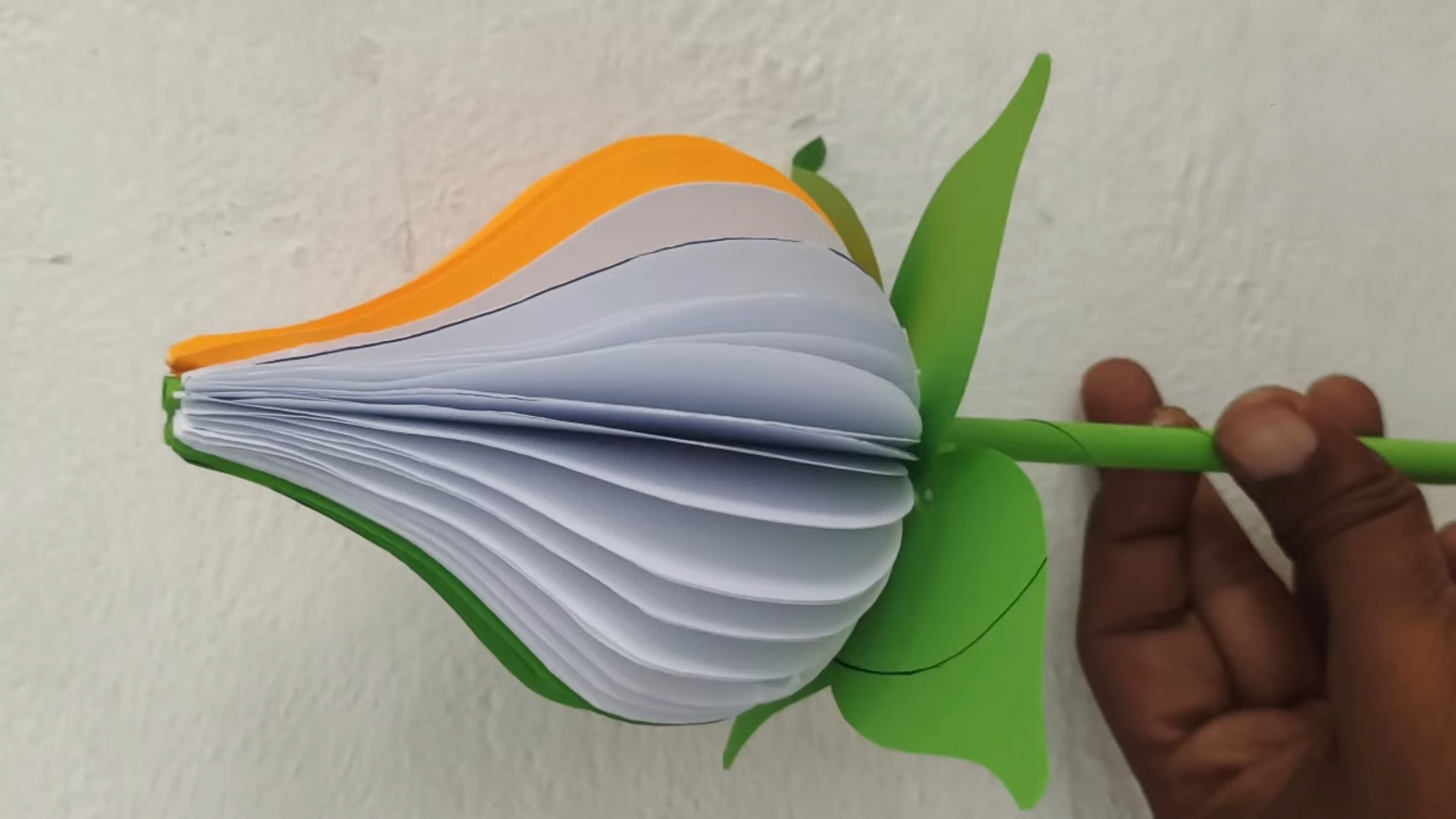 Simple paper tricolour lotus craft for Independence Day