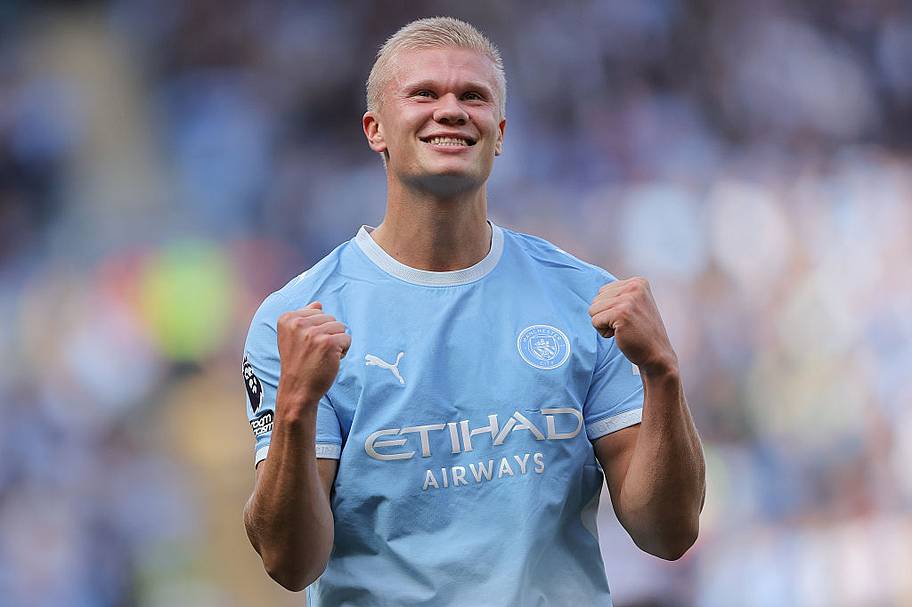 Erling Haaland continues to be linked with Real Madrid and Barcelona. | James Gill/Danehouse/Getty Images