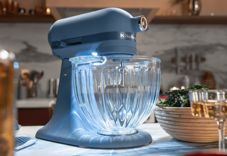 The Luminaire comes with stainless steel attachments. KitchenAid