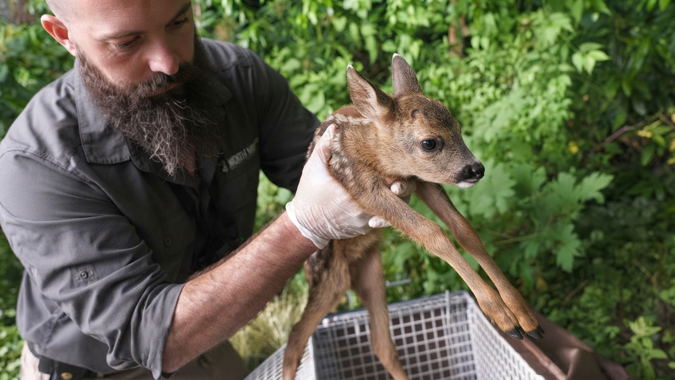 It's heartbreaking - rescuers take a dying baby deer while his mother ...