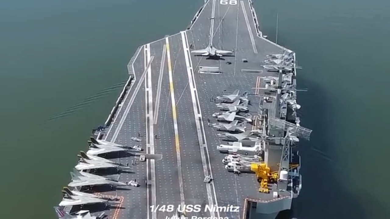 RC F-14 Tomcat catapult launch from USS Nimitz model