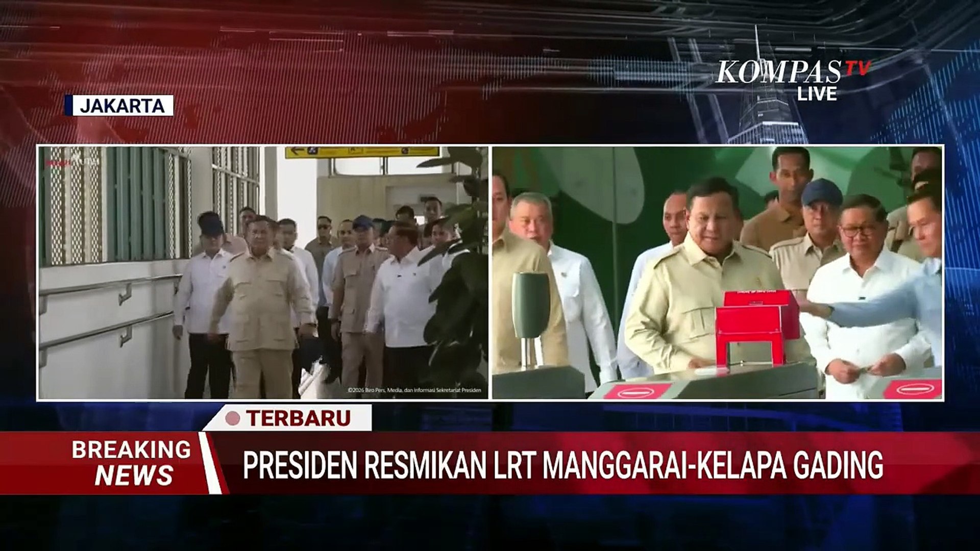 Momen siswa SD tanya kondisi kesehatan Prabowo saat tinjau uji coba LRT ...