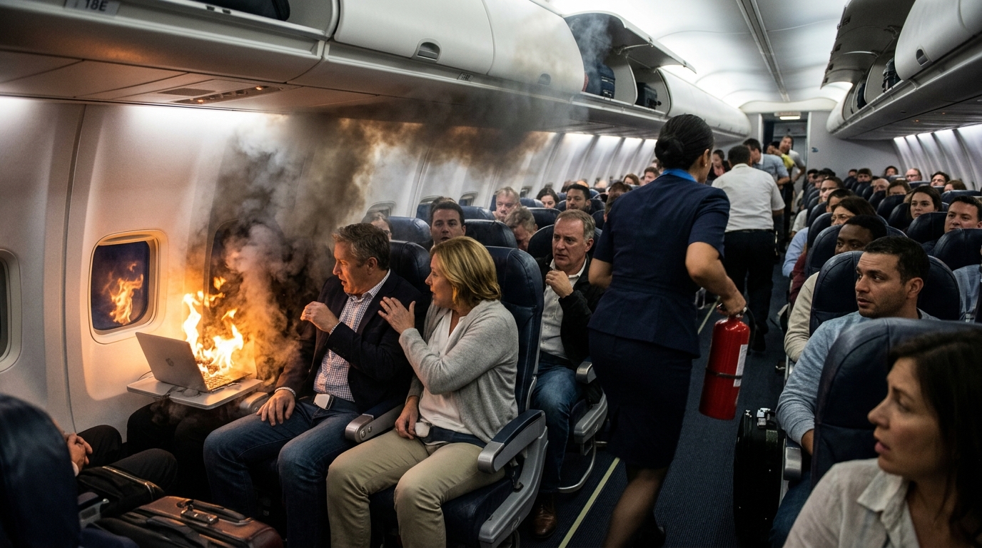 Laptop explodes on airplane with 133 people aboard - crew rushes to ...