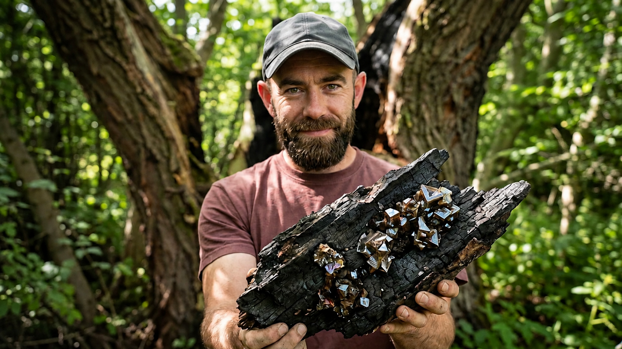Lightning-struck tree is cut open to reveal a stunning burned treasure ...
