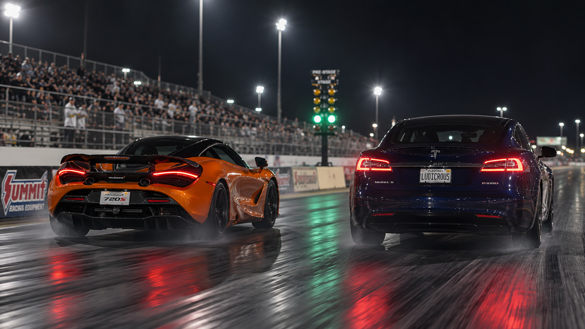 McLaren 720S chases down the Tesla P100D in drag race