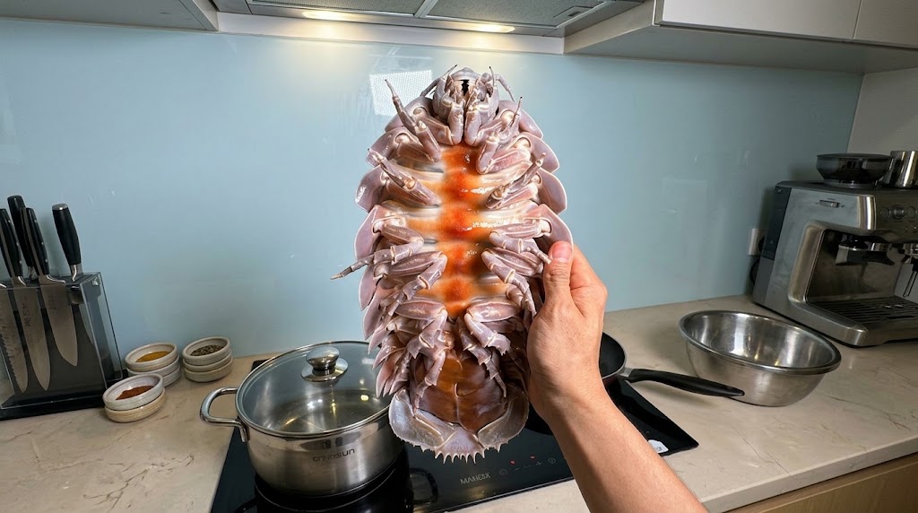Watch the moment this strange sea creature goes into boiling water