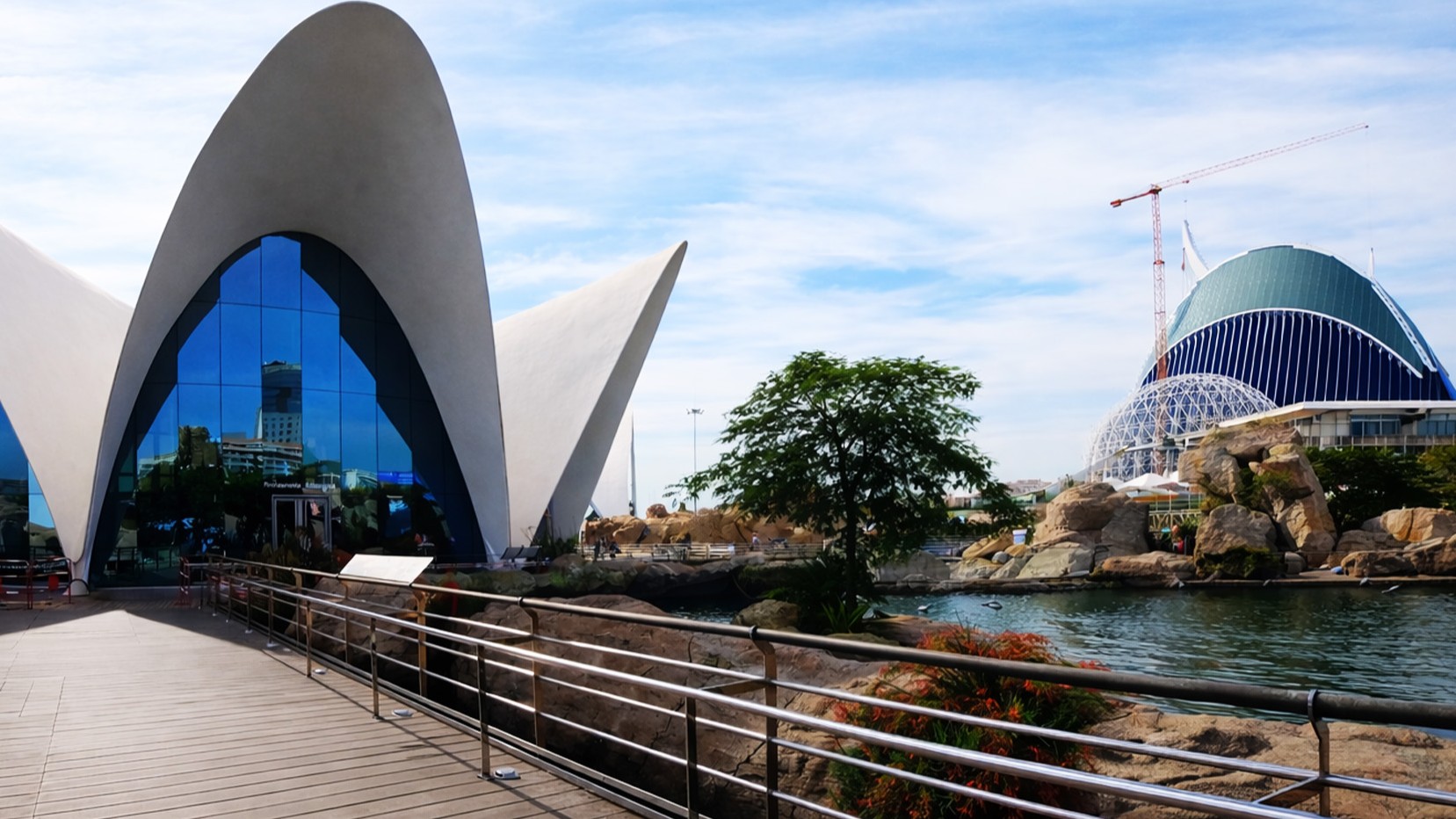 Futuristic marine architecture inside Oceanografic Valencia (4K)