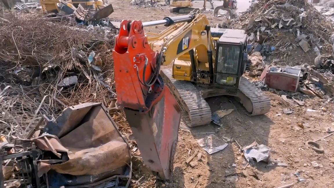 Massive scrap metal machine rips through steel like nothing