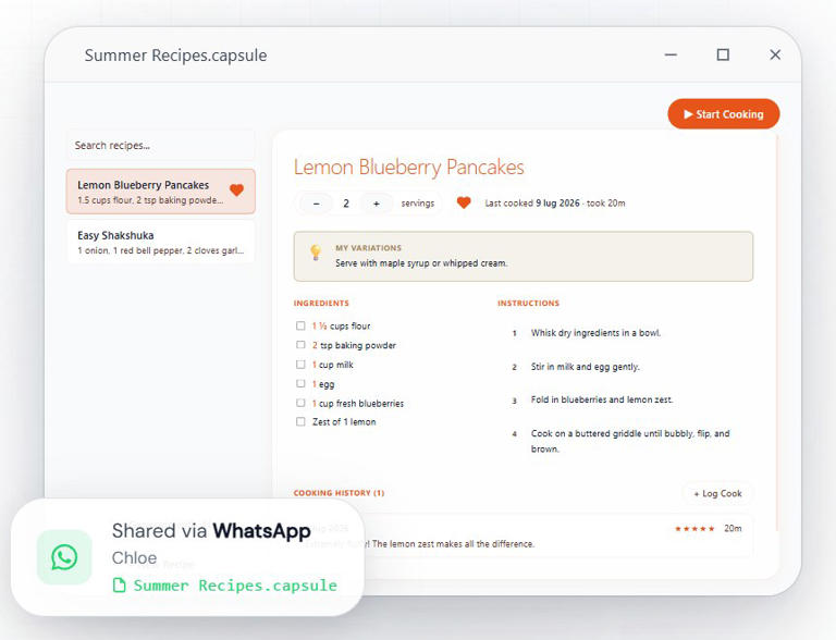 Un'intera app in un solo file: Capsule usa SQLite e funziona senza cloud
