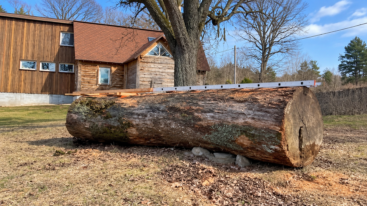 Oak log left for 10 years is cut open to reveal what time did inside