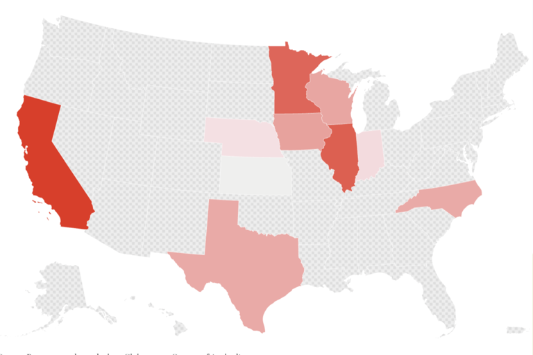 Map of Trump approval rating in biggest farming states as diesel costs soar