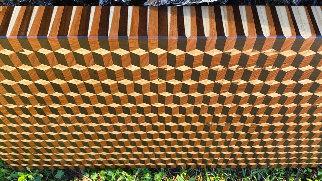 Geometric cube pattern cutting board || woodworking