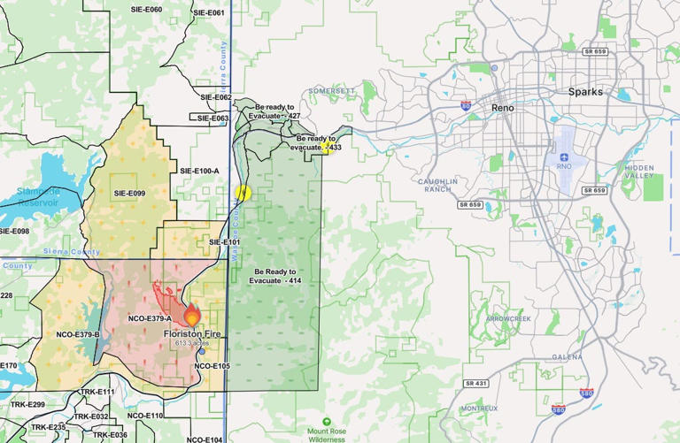 Floriston Fire burns 600 acres southwest of Reno, north of Lake Tahoe