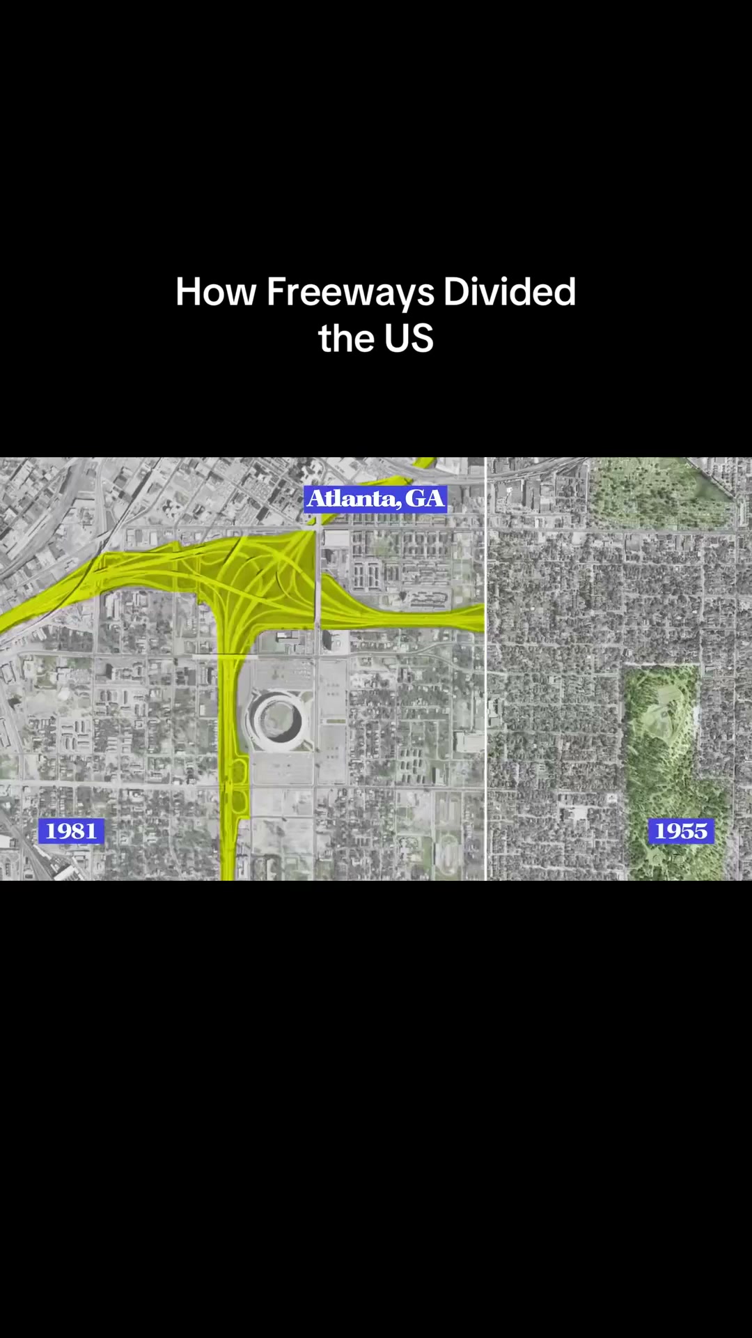 How freeways divided the US #map #explained #geography #urbandesign