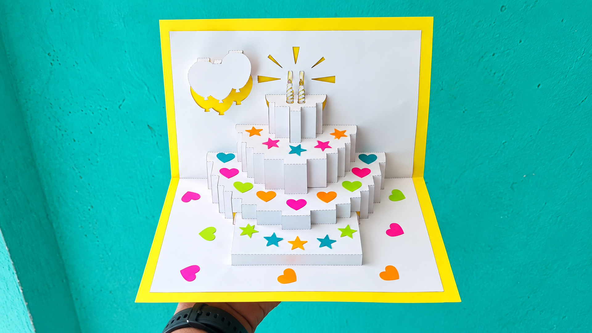 Beautiful handmade birthday pop up card idea for beginners