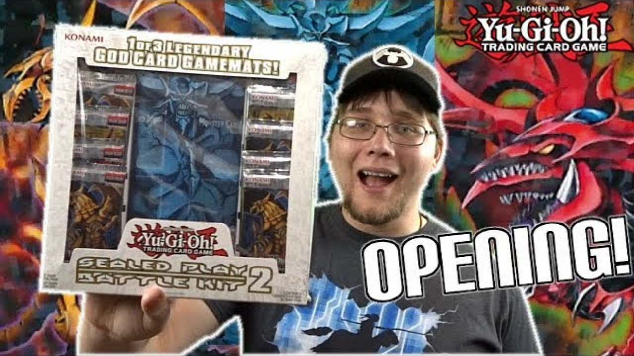 Yu-Gi-Oh sealed play battle kit 2 unboxing featuring Egyptian god cards