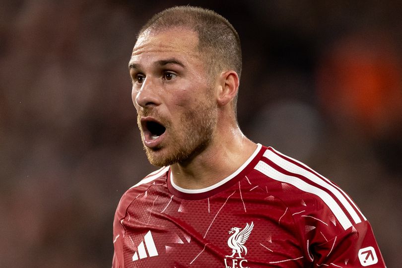 Alexis Mac Allister of Liverpool gestures during the Carabao Cup third round match against Tottenham Hotspur at Anfield on September 15 2026