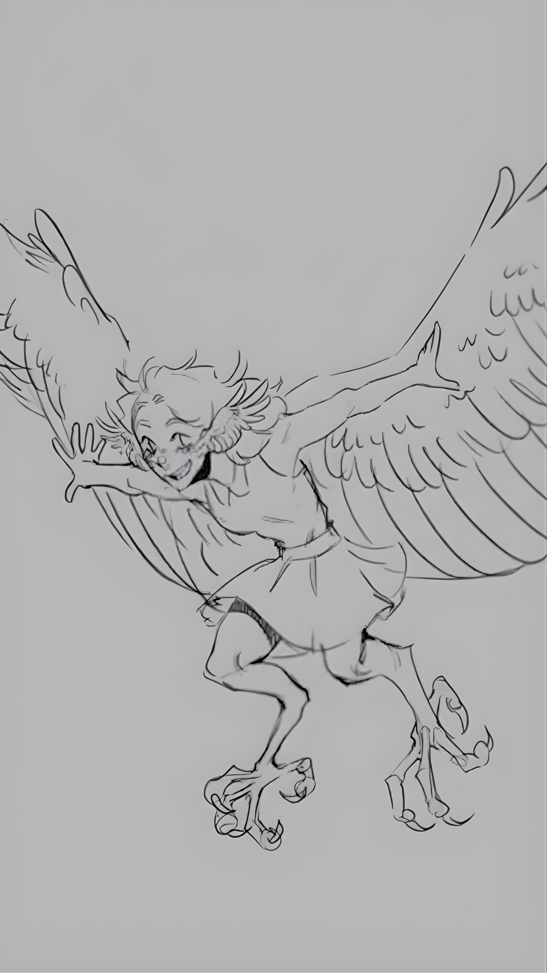 Creating a human bird character design through a creative speed drawing