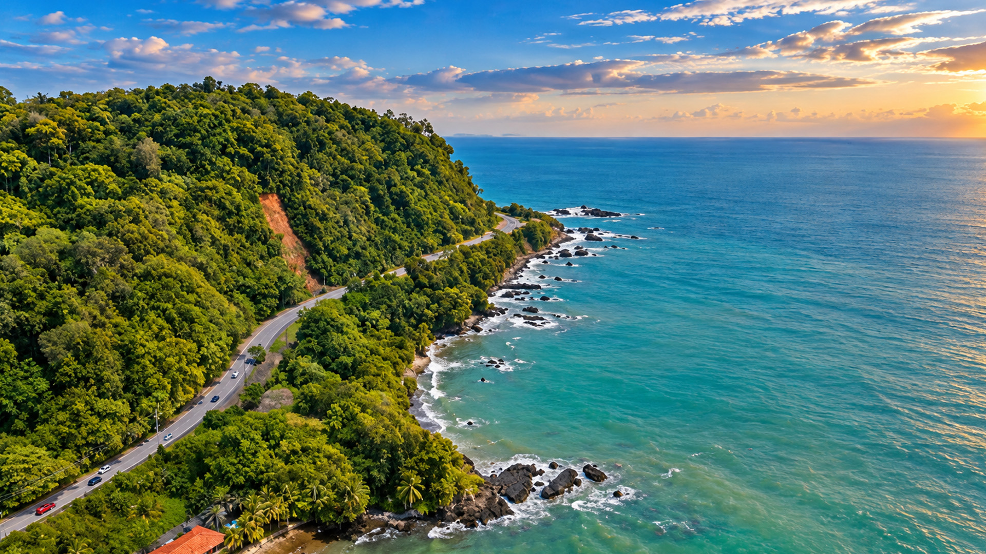 Coastal road through Costa Rica’s rainforest