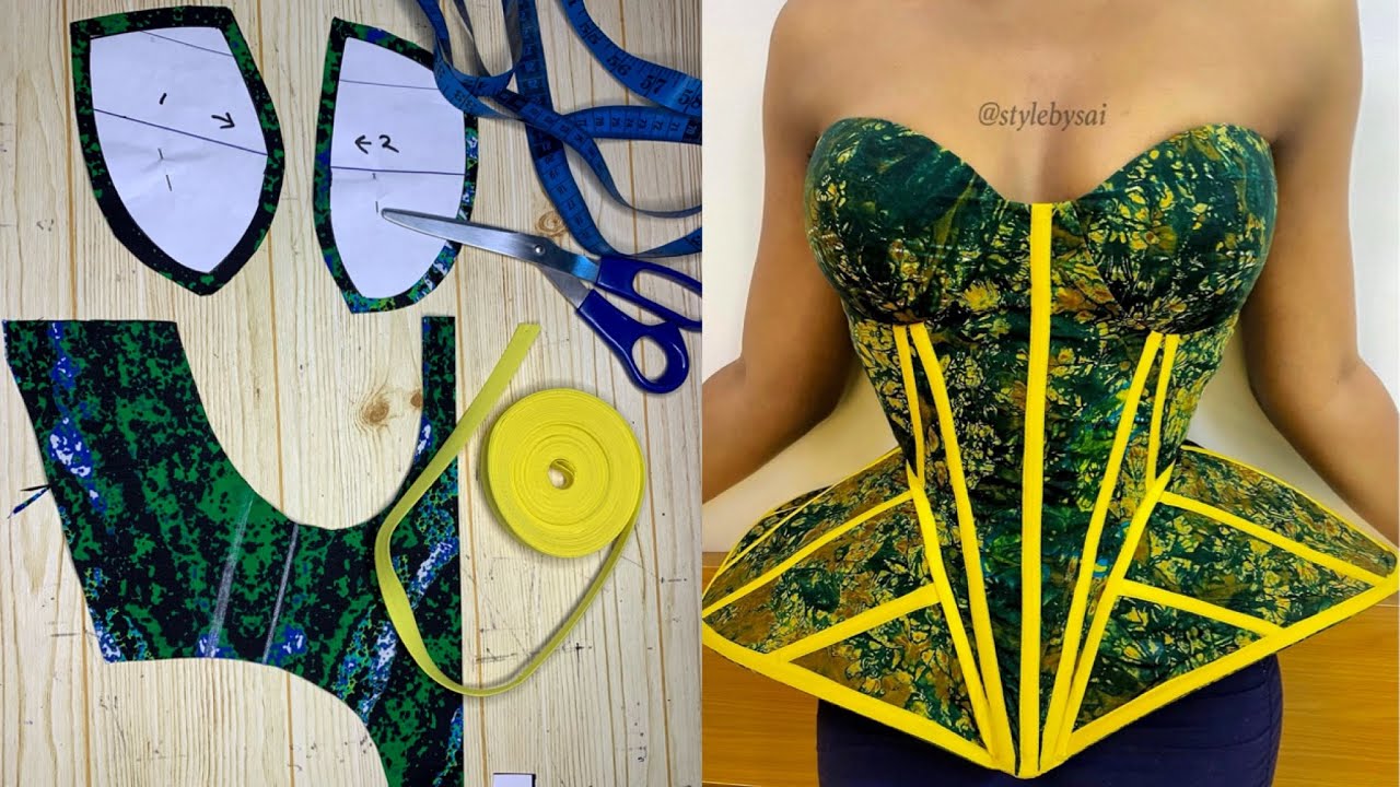 How to draft this corset pattern with a caged side peplum