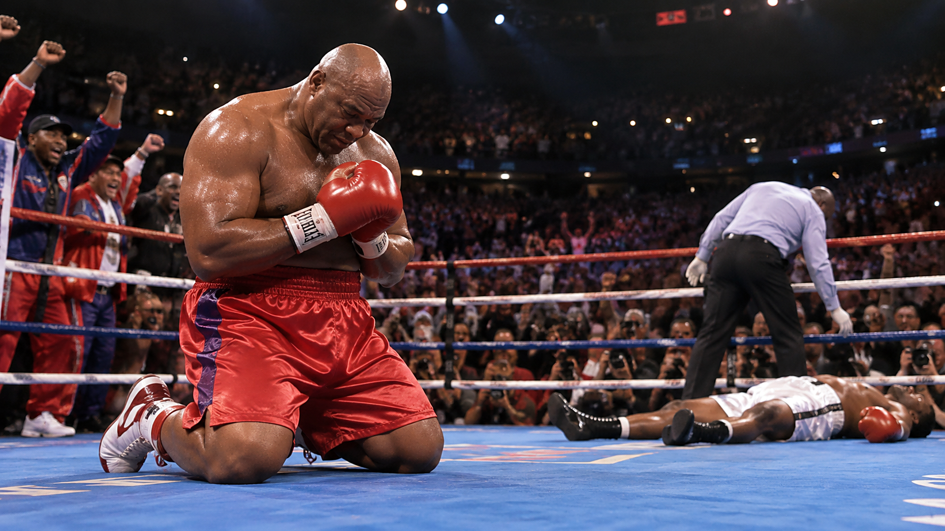 George Foreman at 45, how he baited Michael Moorer into a knockout and ...
