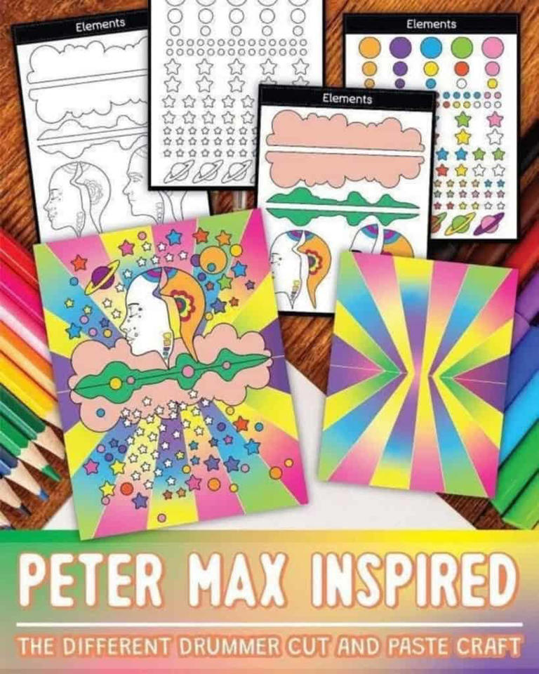 Peter Max art for kids: Free pop art inspired printable PDF craft