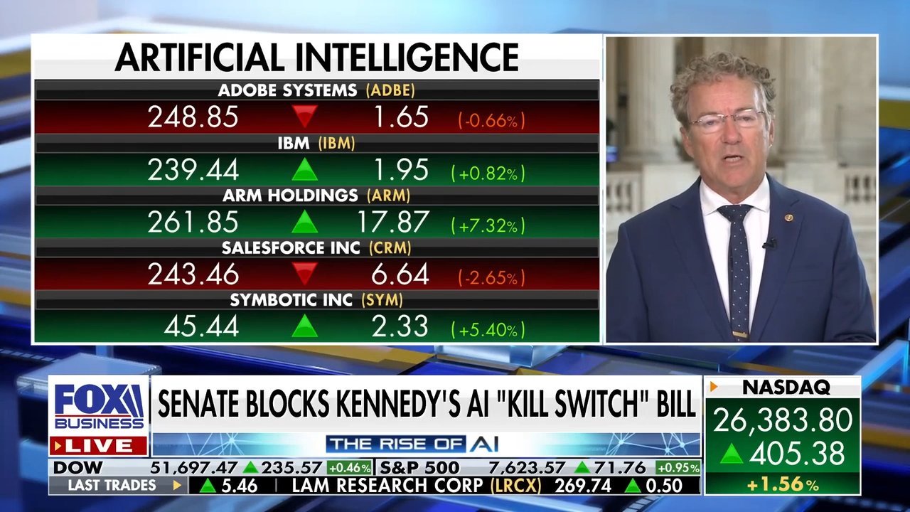 Senator Rand Paul blocks AI 'kill switch' bill, slams Democrats ...