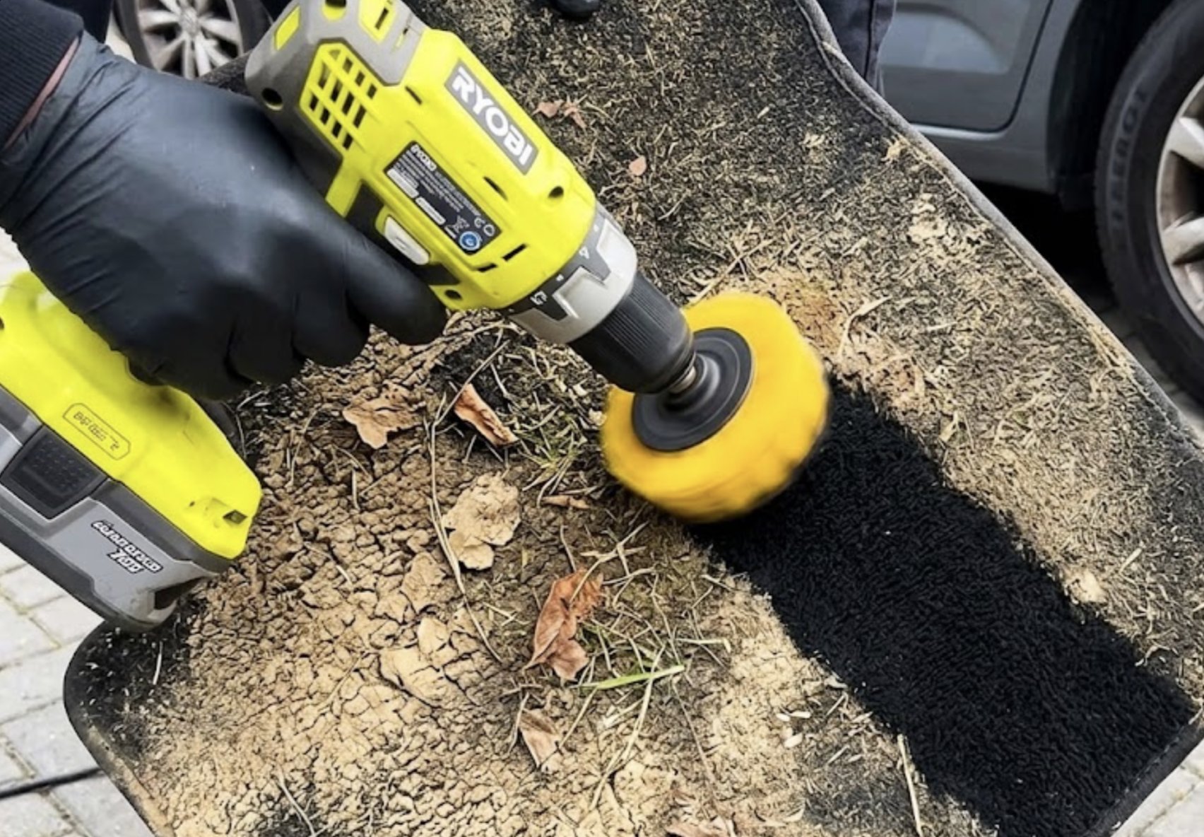 I tested the drill brush trick on car carpets