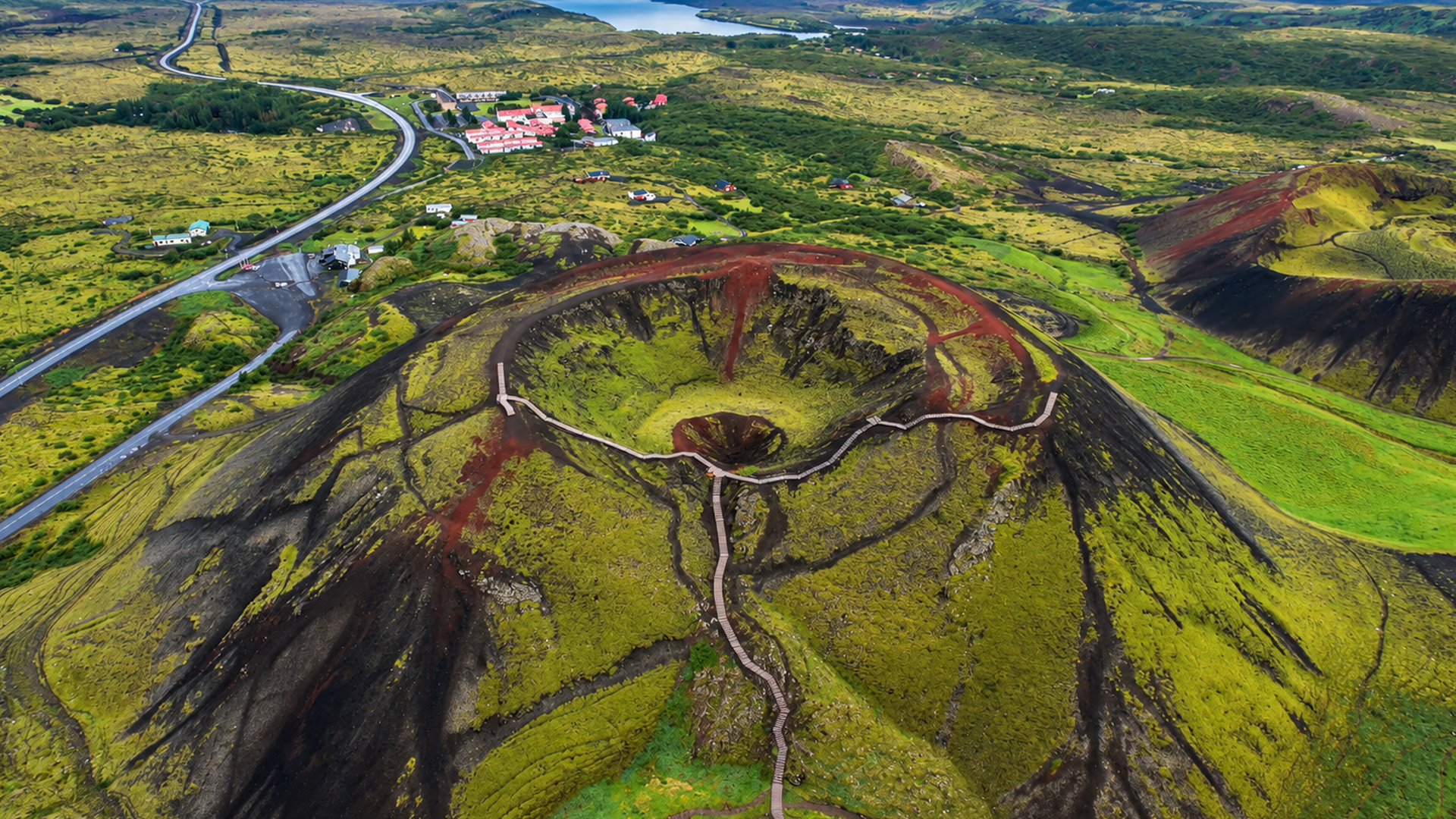 A walking trail crosses this ancient volcanic crater