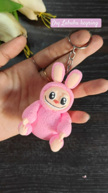 Create an adorable clay Labubu keychain