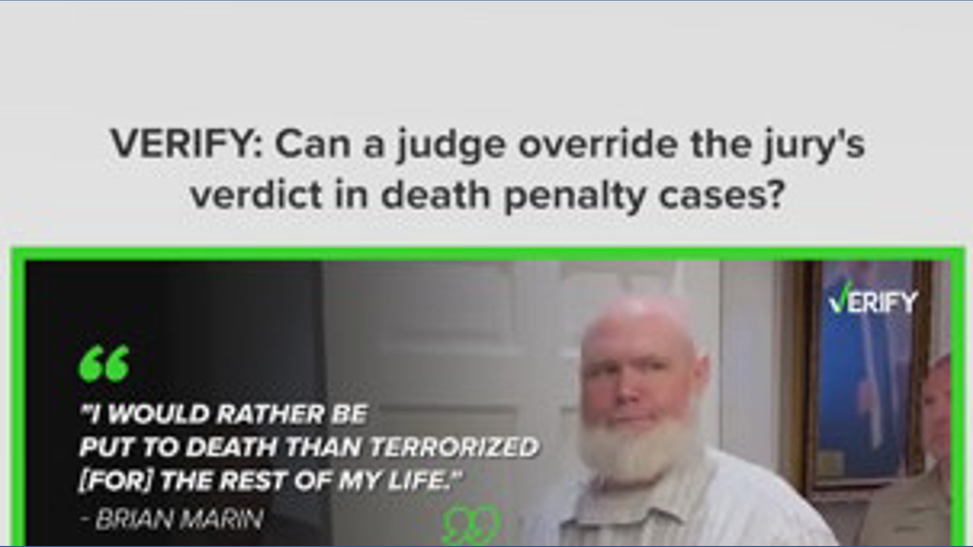Verify: Can a judge override the jury's verdict in death penalty cases?
