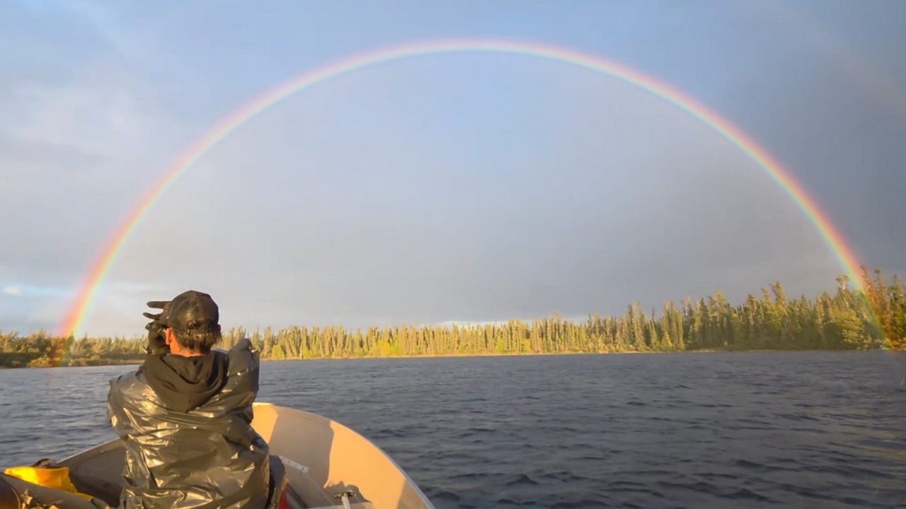 Full rainbow over Pickle Lake, Ontario