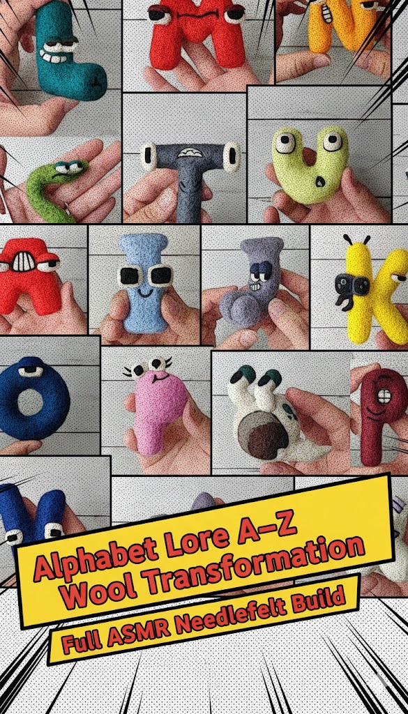 Alphabet lore A to Z wool transformation with needlefelt ASMR