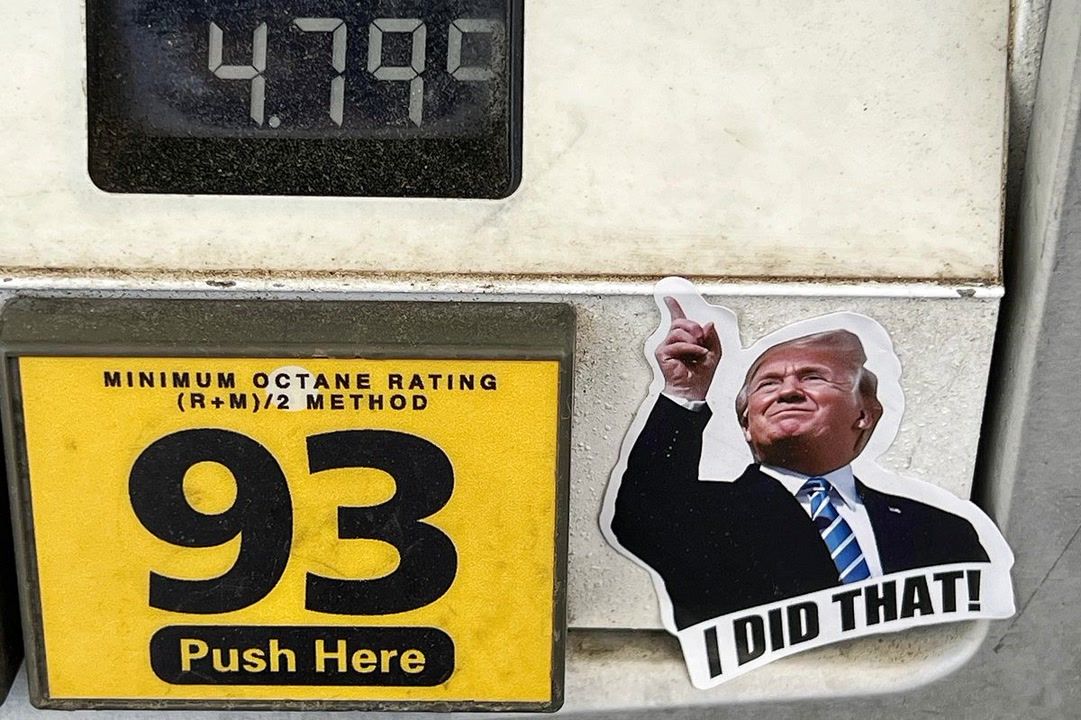 Trump hit with karma as 'I Did That' stickers appear on gas pumps like ...