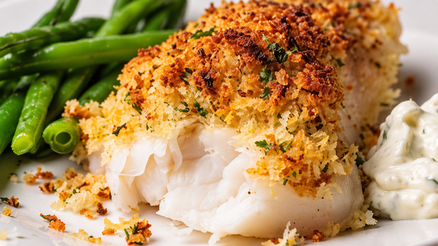 No frying needed... this cod still gets a golden crispy crust