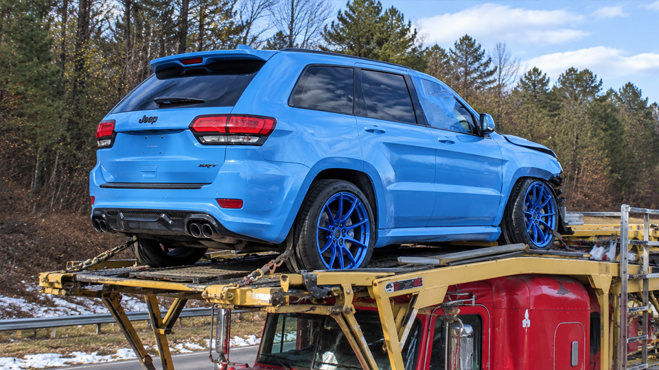A totaled Trackhawk becomes a high risk auction project