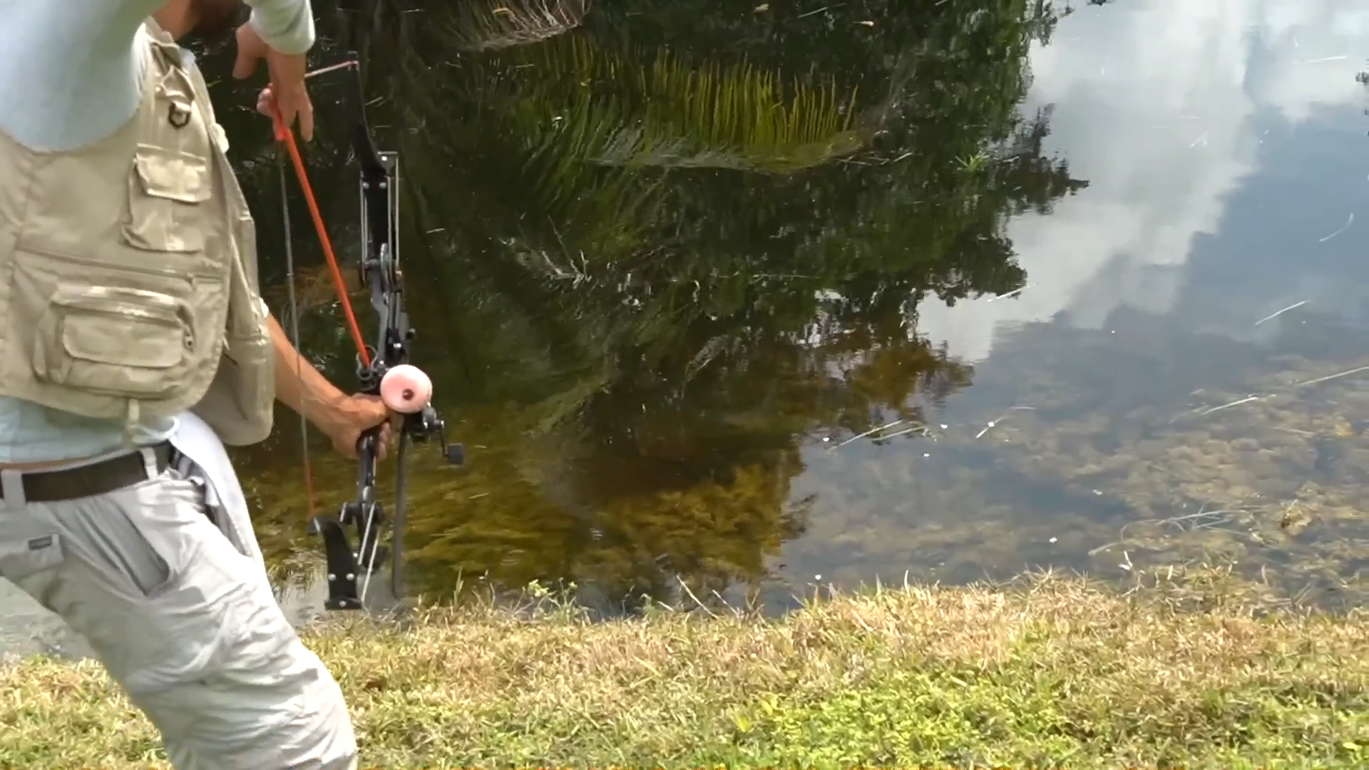 Bow fishing turns chaotic after giant invasive fish erupts from the water