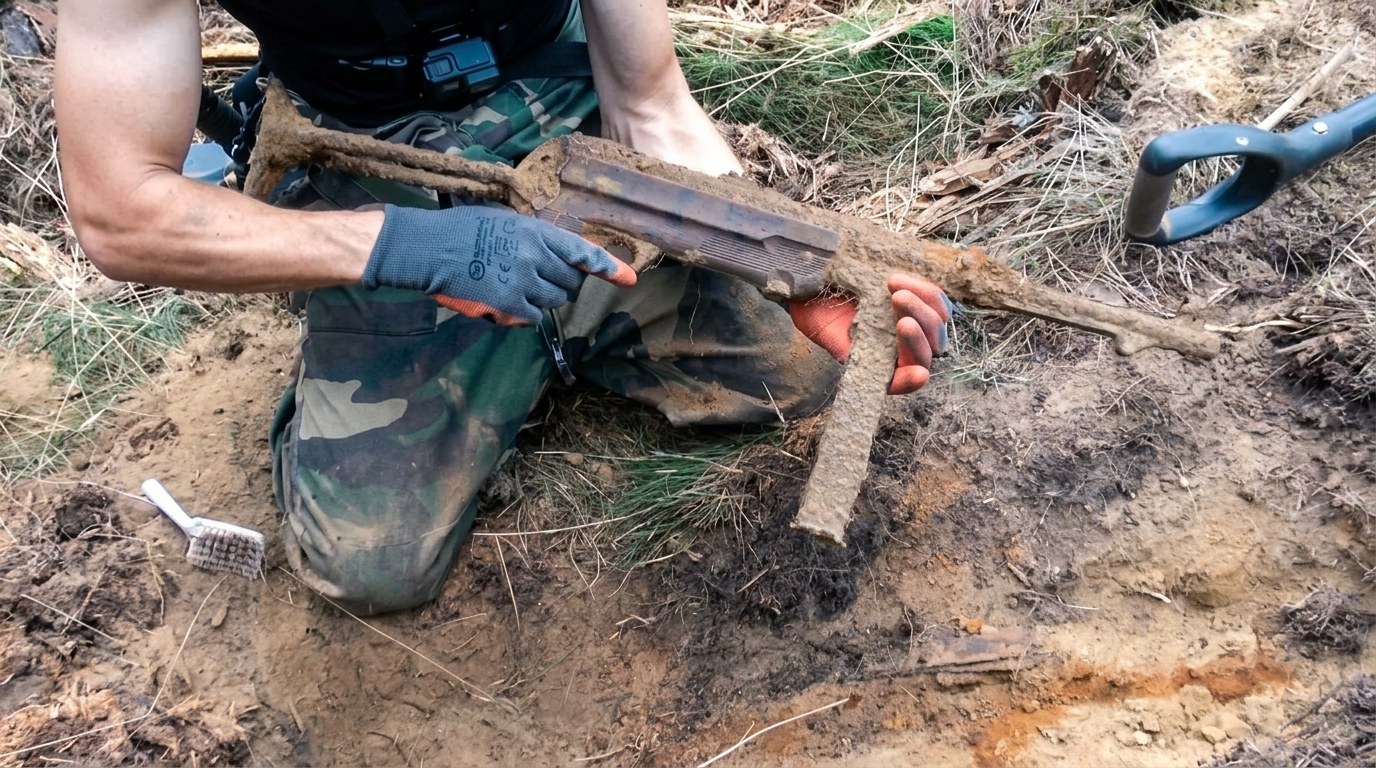 Complete MP40 found in a German dugout