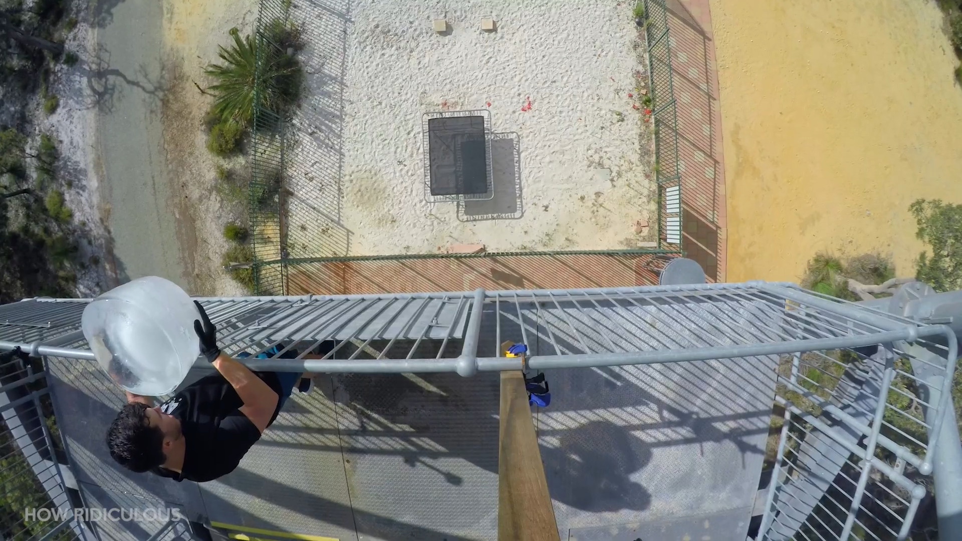 They dropped a giant ice block from 45 meters - the trampoline refused ...