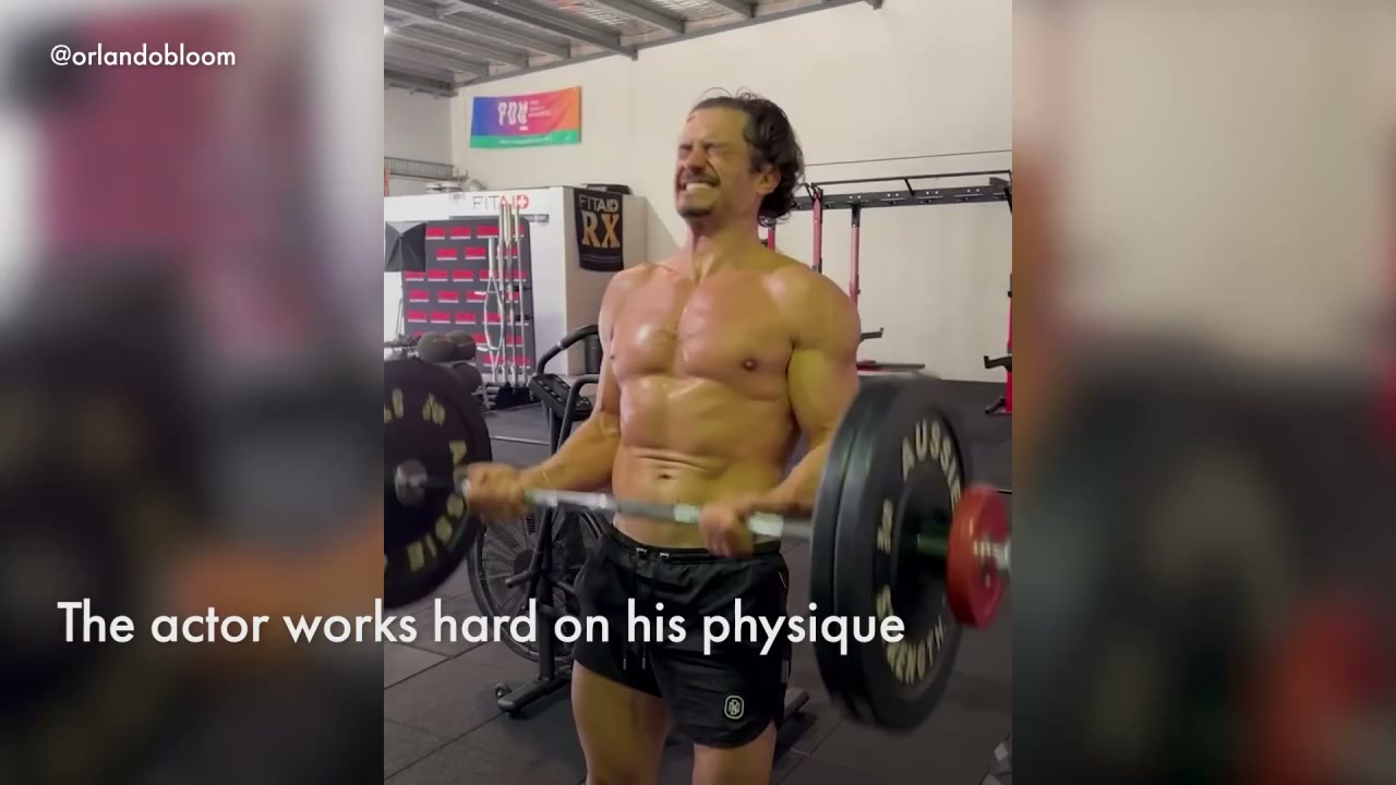 Watch: Orlando Bloom works up a sweat in the gym